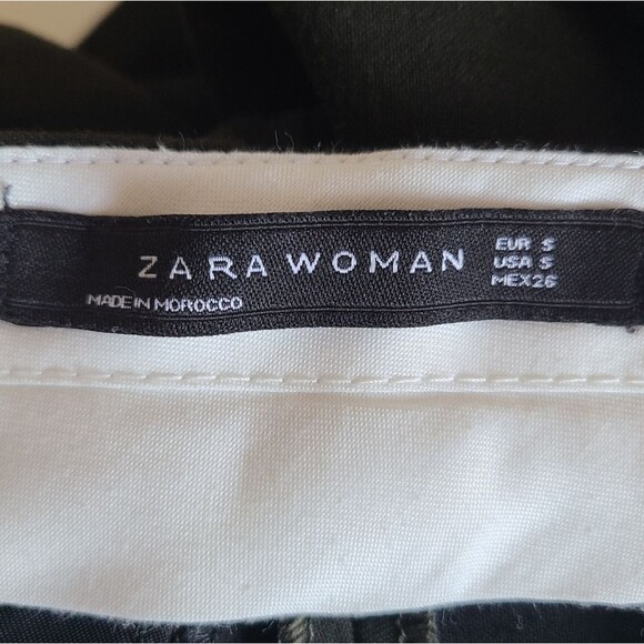 zara woman plaid cropped kick flare pants womens size S - Picture 4 of 5